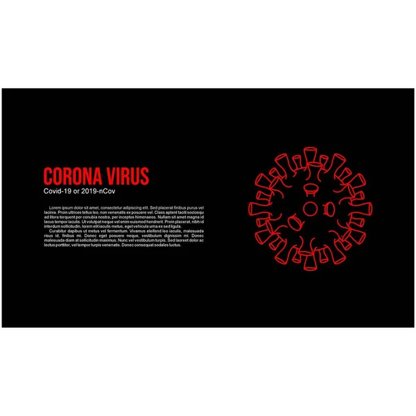 Virenillustration Coronavirus 2019 Ncov Covid Abstrakter Vektor Virus Auf Schwarzem — Stockvektor