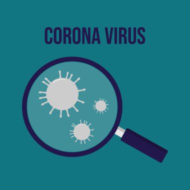 Döngü ikonlu Corona virüs ikonu. mavi arka plan. İzole. Broşür ve sosyal medya paylaşımı için şablon.