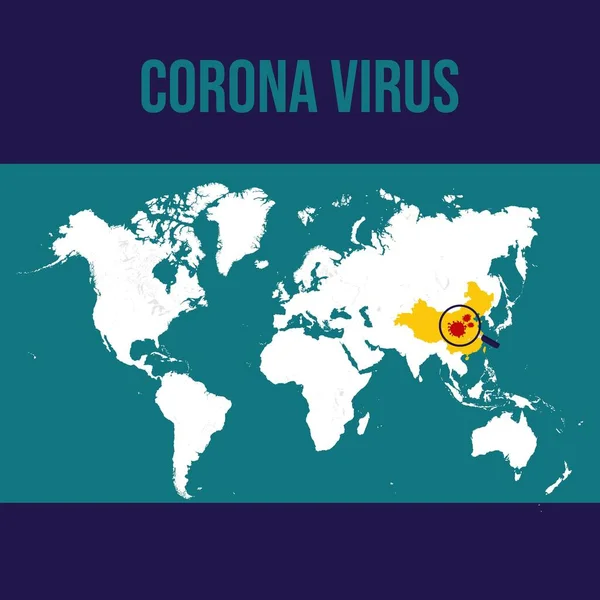 Coronavirus Mit Weltkarte Virus Und Lop Symbol Isolierte Kartenwelt — Stockvektor
