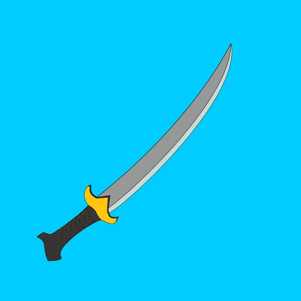 Schwert Flachen Vektor Stil Messer Klinge Stahl Cartoon Niedlich Flach — Stockvektor