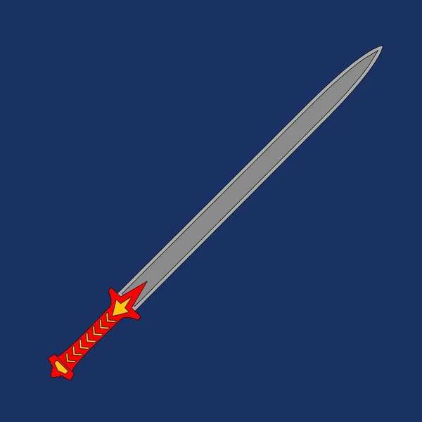 Espada Fijada Estilo Vectorial Plano Cuchillo Hoja Acero Dibujos Animados — Vector de stock