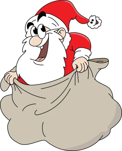 Cartoon Santa Claus Dostává Svého Pytle Vektorové Ilustrace — Stockový vektor