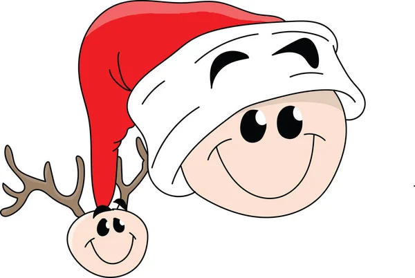 Dibujos Animados Santa Emoji Sonriendo Felizmente Vector Ilustración — Archivo Imágenes Vectoriales