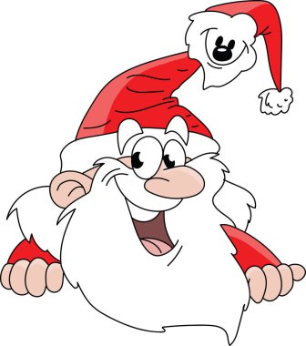 Çizgi Noel Baba yeni yıl vektör illüstrasyonunu kutluyor