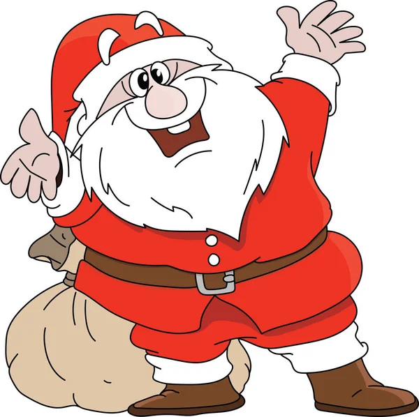 Dibujos Animados Santa Claus Bienvenida Año Nuevo Con Montón Regalos — Archivo Imágenes Vectoriales