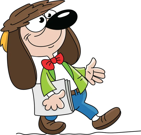 Professor Desenhos Animados Vestindo Traje Cachorro Para Surpreender Seus Alunos — Vetor de Stock