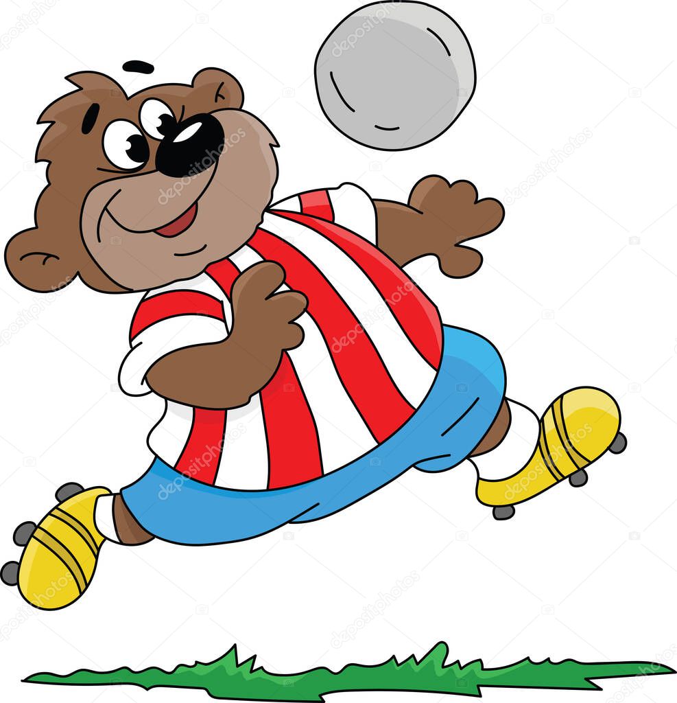 Cartoon bear playing soccer vector illustration