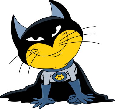 Cartoon cat dressed like a super hero vector illustration clipart