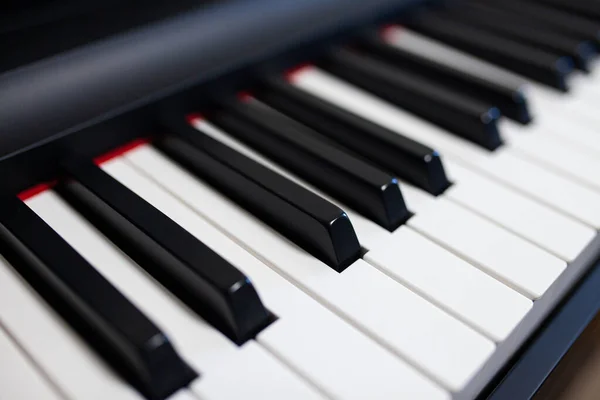 Primer Plano Las Llaves Piano Fondo Musical — Foto de Stock