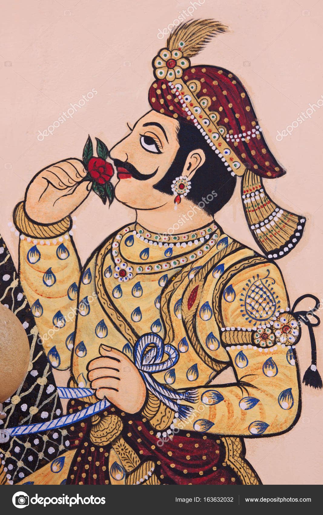 Rajasthani artist Detail from Rajasthani wall art Stock Editorial