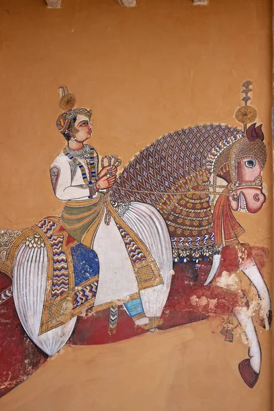 Zdobené Rajasthani vnější stěna — Stock fotografie
