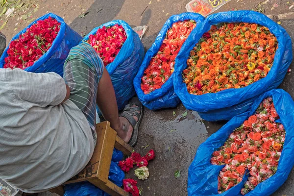 Rosas Para Venda Mercado Flores Tamil Nadu Índia — Fotografia de Stock