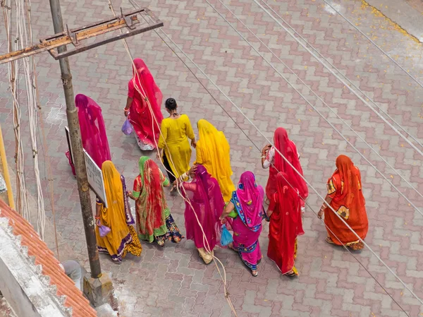 Aerial View Group Hindu Pilgrims Visiting Revered Meenakshi Temple Complex — Stock Photo, Image