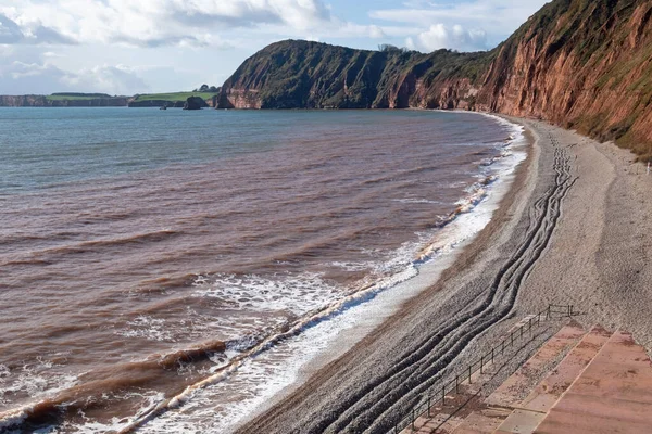 Long Pebble Beach West Side Sidmouth Popular Retirement Town South — стоковое фото