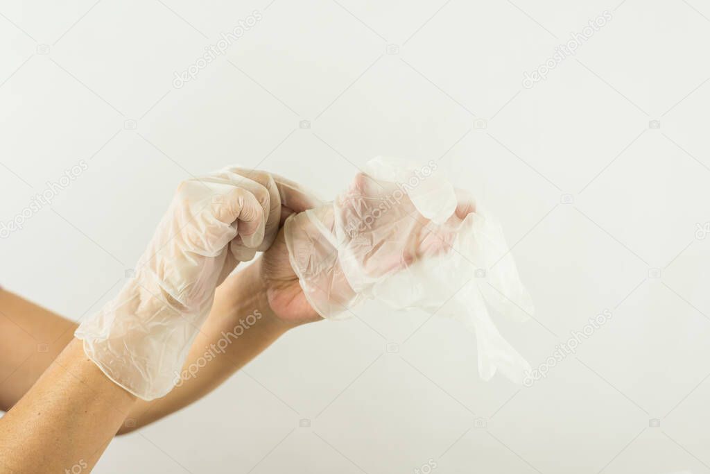 Gloves of an expert cosmetologist