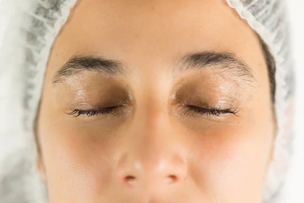 Professionelle Wimpernlifting Behandlung Hautnah — Stockfoto