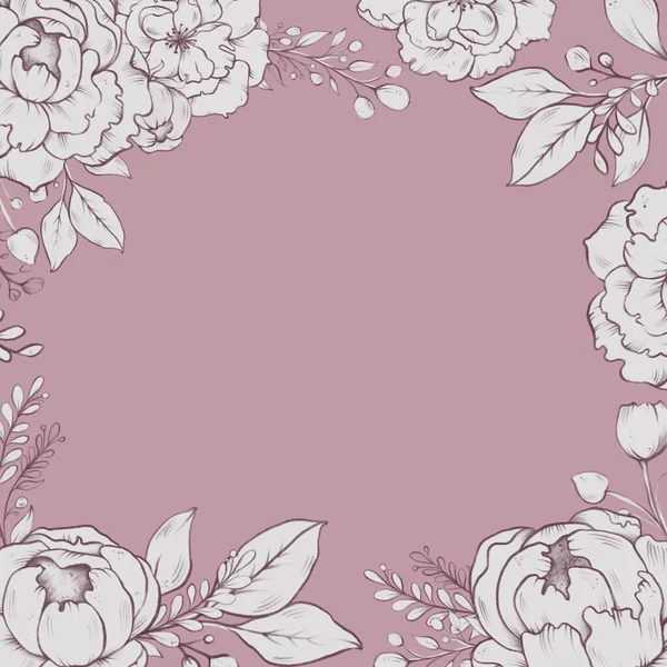 Grafische Blumen Illustration Auf Rosa Hintergrund Visitenkarte Postkarte — Stockfoto