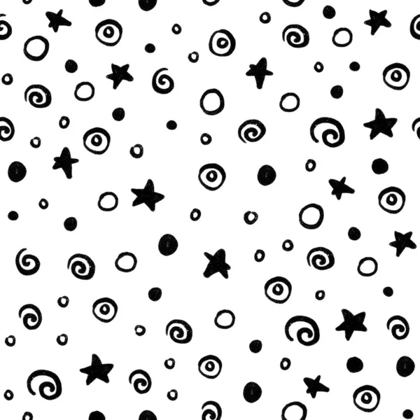 Motif Sans Couture Doodle Dots Abstraits Fond Noir Blanc — Photo