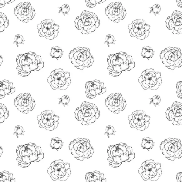 Graphic flowers coloring book,  Seamless Pattern