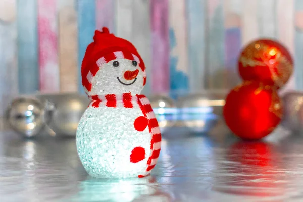 Muñeco Nieve Con Sombrero Bufanda Símbolo Del Año Nuevo Navidad — Foto de Stock