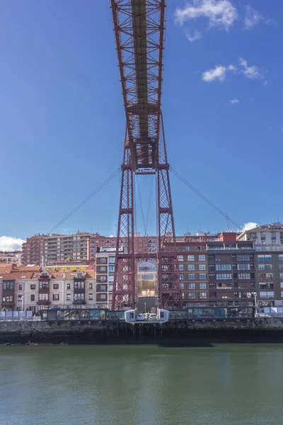 巴斯克地区的Puente Colgante用缆绳搭渡船 穿过Nervion河的交通比斯开悬索桥有轨电车在西班牙旅行 葡萄牙人的观点 — 图库照片