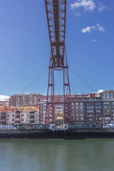 Puente Colgante Baskien Flygfärja Kablar Transportera Över Floden Nervion Biscayavstängningsbryggan — Stockfoto