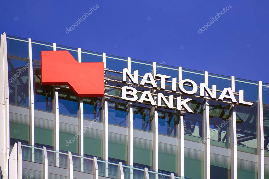 Vancouver, Canada - March 4, 2020:  The National Bank downtown Vancouver.  It is the sixth largest commercial bank in Canada, and is headquartered in Montreal.