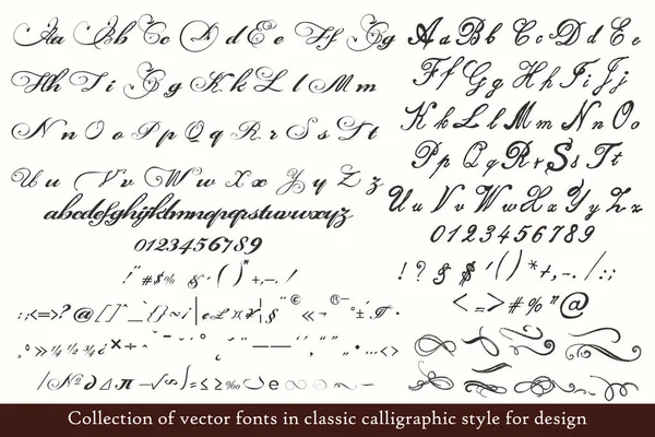 Engels hand getekende Abc in klassieke vintage stijl — Stockvector