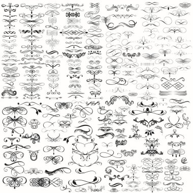 Süsleri ve tasarım için kaligrafi öğeleri koleksiyonu