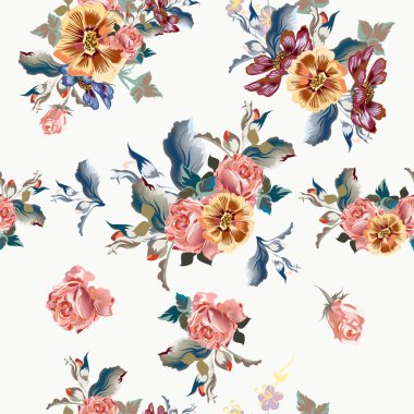 vektör çiçekli duvar kağıdı tasarımı için seamless modeli