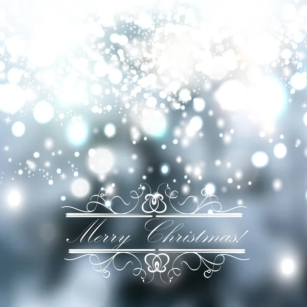 Weihnachten verschwommenen Hintergrund mit handgezeichneten Schneeflocken und Licht — Stockvektor