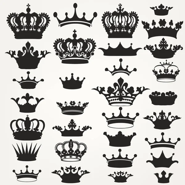Collection of vector royal crowns for design — Stock Vector