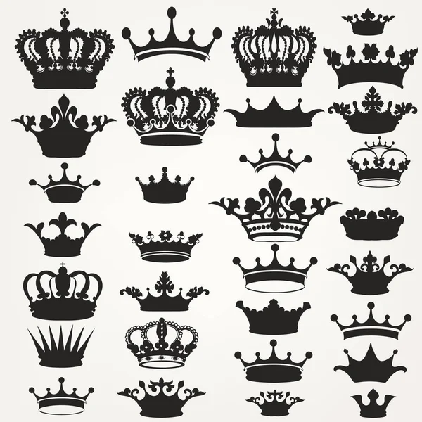 Colección de coronas reales vectoriales para el diseño — Vector de stock