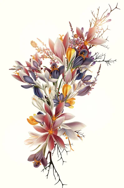 Fleurs de crocus mignon pour enregistrer les cartes de date ou de conception weddig — Image vectorielle