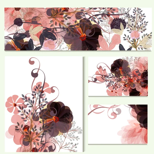 Huisstijl sjablonen met abstract veld roze bloemen fo — Stockvector