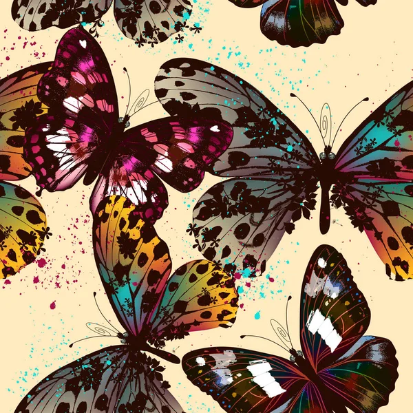 Modèle de conception vectorielle papillon avec des ailes colorées — Image vectorielle