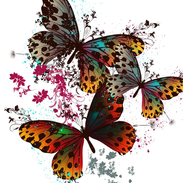 Conception vectorielle papillon avec des ailes colorées — Image vectorielle