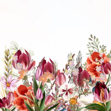 Alan çiçek ve vintage arpacık Lale çiçek şekil