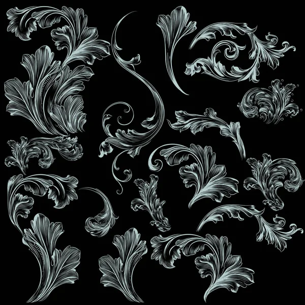 Colección de vectores de remolino florece para el diseño — Archivo Imágenes Vectoriales
