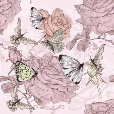 Humingbirds vintage tarzı ile güzel vektör duvar kağıdı