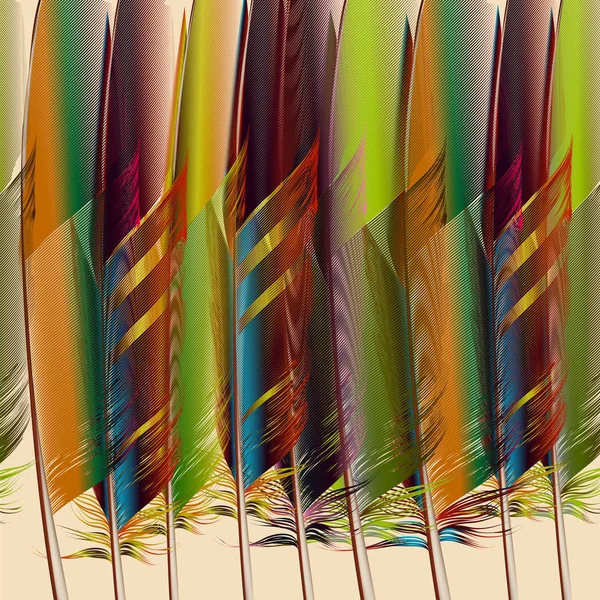 Mode motif coloré avec des plumes d'oiseaux tropicaux — Image vectorielle