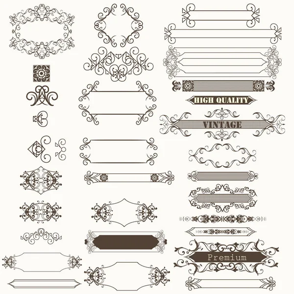 Colección de marco decorativo vectorial y florece para el diseño — Vector de stock