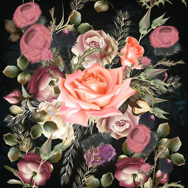 Modèle floral botanique avec des fleurs roses pour le design. Idéal pour — Image vectorielle