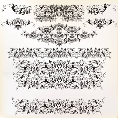 vector floral kenarlık tasarım kümesi