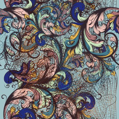 Yusufçuk ve süsleme ile moda vektör desen arka plan