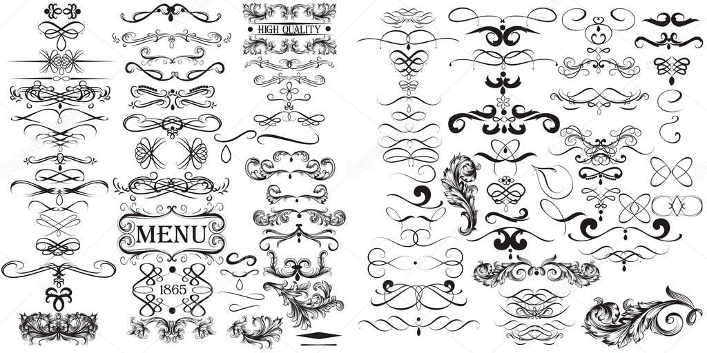 Huge collection of vector calligraphic elements