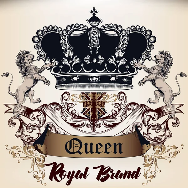 Геральдический королевский дизайн логотипа в античном стиле с короной, л — стоковый вектор