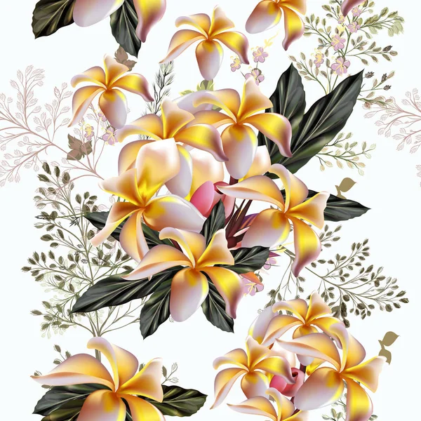 Padrão vetorial elegante com flores de manga amarela em pocilga vintage — Vetor de Stock