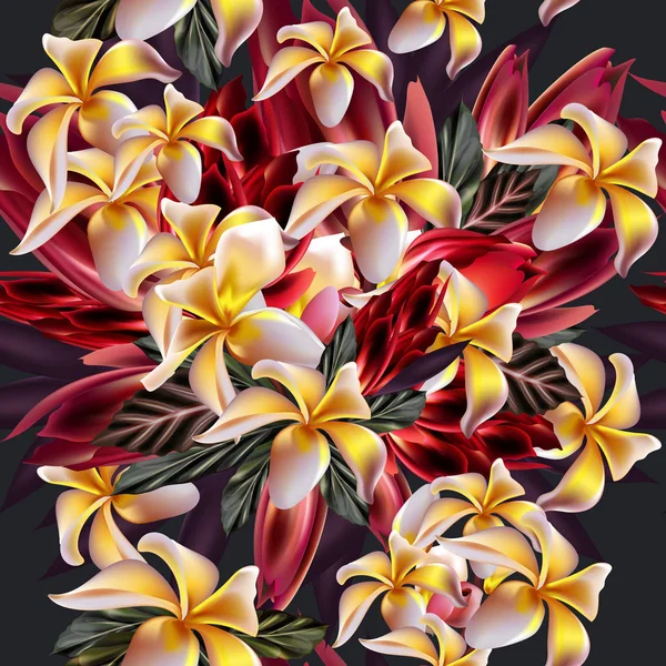 Μόδα διάνυσμα τροπικό μοτίβο με μάνγκο κίτρινο λουλούδια στο vi — Διανυσματικό Αρχείο