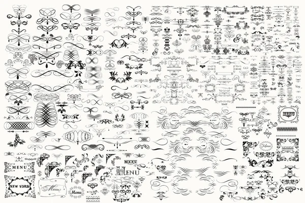 Énorme méga grande collection ou ensemble d'éléments décoratifs vectoriels fo — Image vectorielle